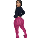 Street Striped Patchwork Regular Mid Waist Patchwork Bottoms
