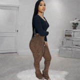 Street Striped Patchwork Regular Mid Waist Patchwork Bottoms