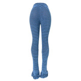 Street Striped Patchwork Regular Mid Waist Patchwork Bottoms
