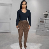 Street Striped Patchwork Regular Mid Waist Patchwork Bottoms