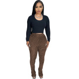 Street Striped Patchwork Regular Mid Waist Patchwork Bottoms