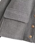 Women Outerwear With Button Bomber Jacket Coat Women Thicken Coat Top Women Women's Gray Navy Jacket