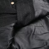 Textured Double-Breasted Mid-Length Suit Jacket