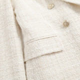 Textured Double-Breasted Mid-Length Suit Jacket