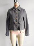 Women Outerwear With Button Bomber Jacket Coat Women Thicken Coat Top Women Women's Gray Navy Jacket
