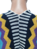 Multicolor Geometric Knit Tassel Cardigan