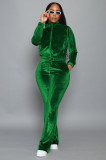 Velvet Jacket And Flare Pants Tracksuit