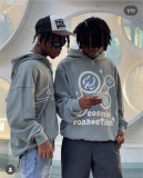 Kanye-inspired Cotton Jacket with Cosmic Graffiti Hoodie and Lettering Print