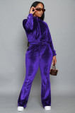 Velvet Jacket And Flare Pants Tracksuit