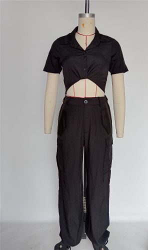 Short Sleeve Shirt and Workwear Baggy Pants Casual Two-Piece Set