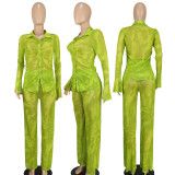 Seductive and Fashionable Net Yarn Printed Two-Piece Set