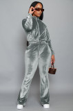 Velvet Jacket And Flare Pants Tracksuit