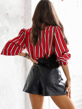 Striped Loose-fit Cardigan with Long Sleeves