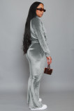 Velvet Jacket And Flare Pants Tracksuit
