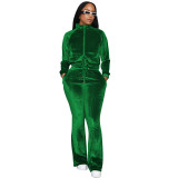 Velvet Jacket And Flare Pants Tracksuit