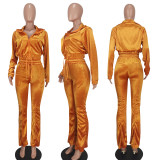 Velvet Jacket And Flare Pants Tracksuit