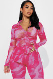 Seductive and Fashionable Net Yarn Printed Two-Piece Set