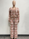 Women's Knitted Sweater Single-breasted Cardigan Two Piece Set