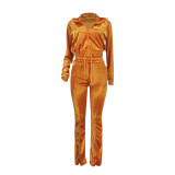 Velvet Jacket And Flare Pants Tracksuit