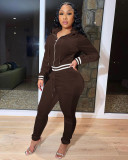 Durable Velvet Fabric Stylish Ribbed Two-Piece Set