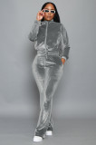 Velvet Jacket And Flare Pants Tracksuit
