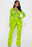Seductive and Fashionable Net Yarn Printed Two-Piece Set