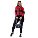 Casual Fashion Printed High Neck Zipper Sportswear Two Pieces