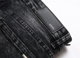 Men's Embroidered Star and Distressed Details Skinny Jeans