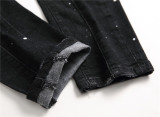 Woudeyou's Elastic Paint Splatter Patchwork Distressed Skinny Jeans