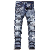 Men 'S Fashion-Forward  Retro Printed Distressed Jeans by Woudeyou