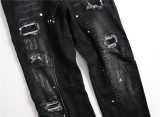 Woudeyou's Elastic Paint Splatter Patchwork Distressed Skinny Jeans