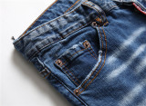 Men's Distressed Paint Splatter Slim Fit Letter Print Elastic Jeans