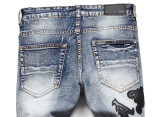 Men's Distressed with Patch Trendy Stretch Slim Fit Tapered Jeans Pants