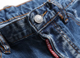 Men's Distressed Paint Splatter Slim Fit Letter Print Elastic Jeans