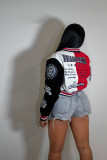 Autumn/Winter Long Sleeve Ribbed Printed Button Baseball Jacket