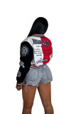 Autumn/Winter Long Sleeve Ribbed Printed Button Baseball Jacket