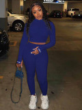 Casual Tight Letter Embroidery Finger Two Piece Set