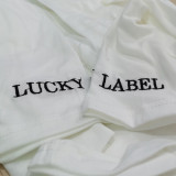 Casual Tight Letter Embroidery Finger Two Piece Set