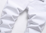 Men's White Simple Trendy and Stretchy Skinny Jeans