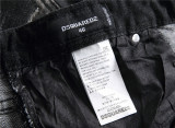 Men's Black Paint Splatter Slim Fit Patchwork Stretch Denim Jeans
