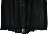 2023 Autumn Round Neck Lantern Sleeve Mini Pleated Dresses