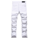 Men's White Simple Trendy and Stretchy Skinny Jeans