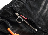 Men's Black Paint Splatter Slim Fit Patchwork Stretch Denim Jeans