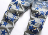 Men's Blue Sky Star Feet Jeans Pants