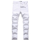 Men's White Simple Trendy and Stretchy Skinny Jeans