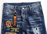 Tattered Paint Splash Men's Jeans Blue Tight Beggars Pants
