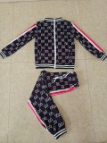 Casual Printed Ribbed Zip Pocket Two Piece Jacket Set