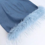 BLUE GIRLY FLUFFY MINI DRESS