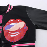 Fashion Patchwork Letter Print Short Jackets