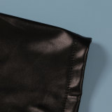 Sexy Leather Metal Buckle Tight-Fitting Hip Skirt Set
